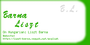 barna liszt business card